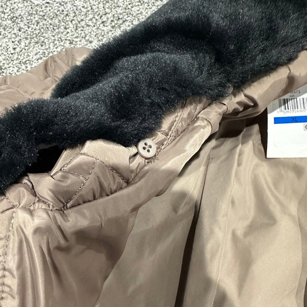 Cole Haan Women’s XL Faux Fur Trench Coat Brown Winter Jacket New w/Tags - Picture 10 of 11